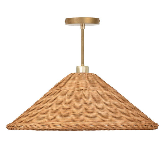 Wicker Empire Shade Post Pendant