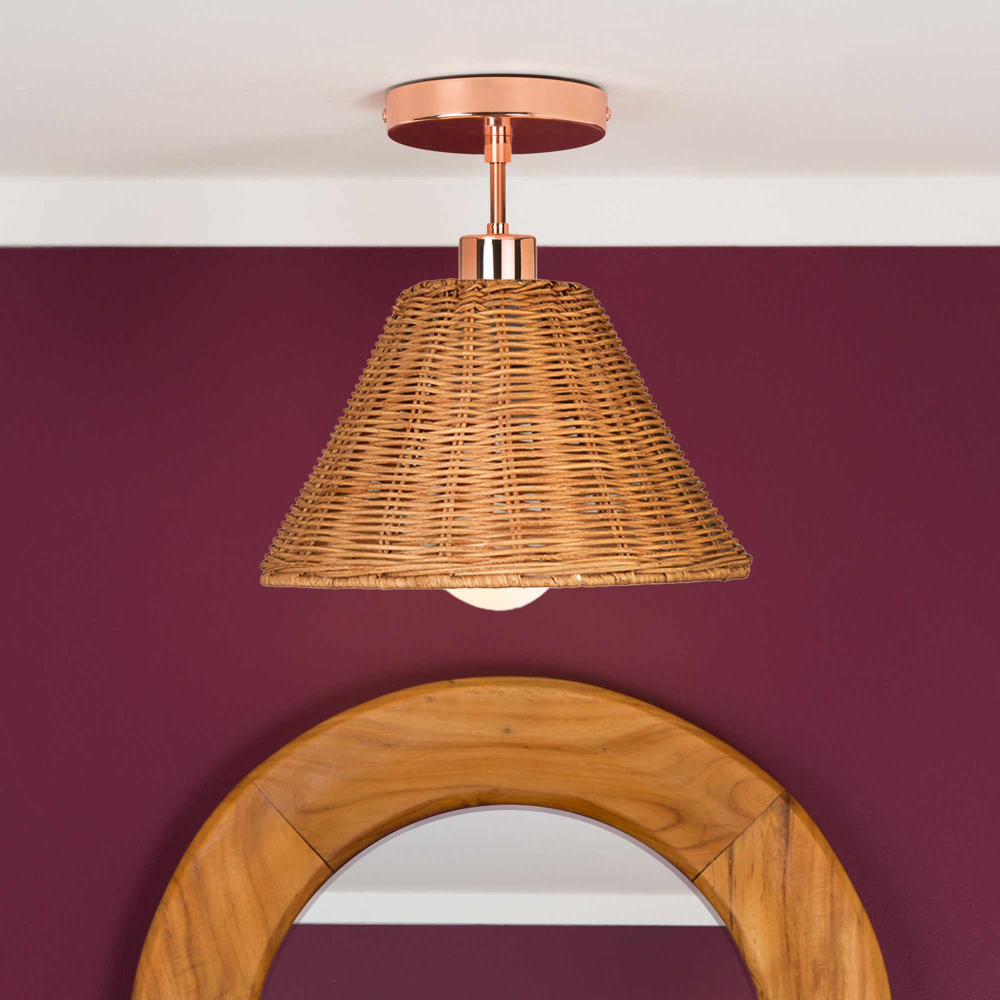 Wicker Empire Shade Post Pendant