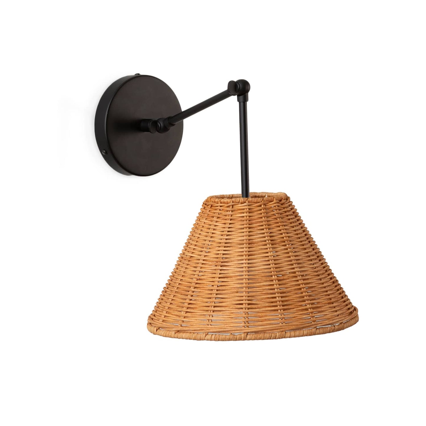 Hinge Double Solo Sconce with Wicker Shade