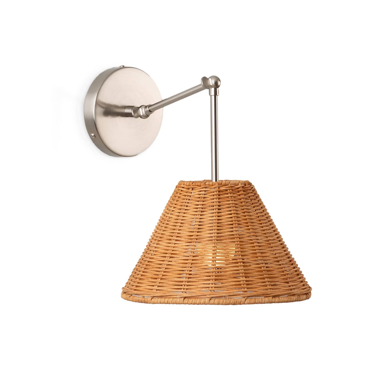 Hinge Double Solo Sconce with Wicker Shade