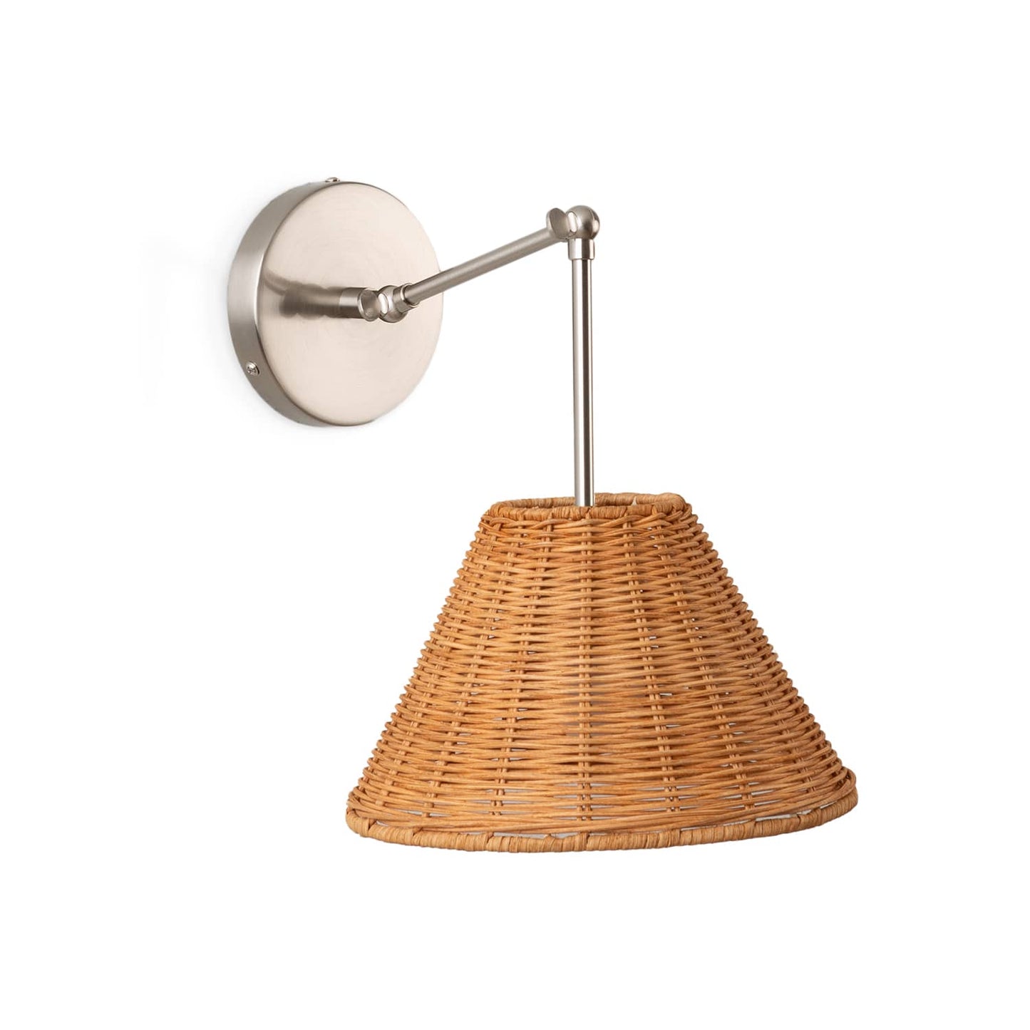 Hinge Double Solo Sconce with Wicker Shade