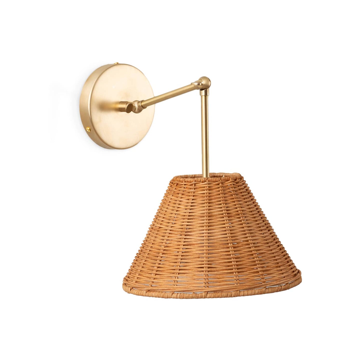 Hinge Double Solo Sconce with Wicker Shade