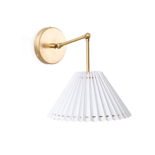 Hinge Double Solo Sconce with Pleated Shade